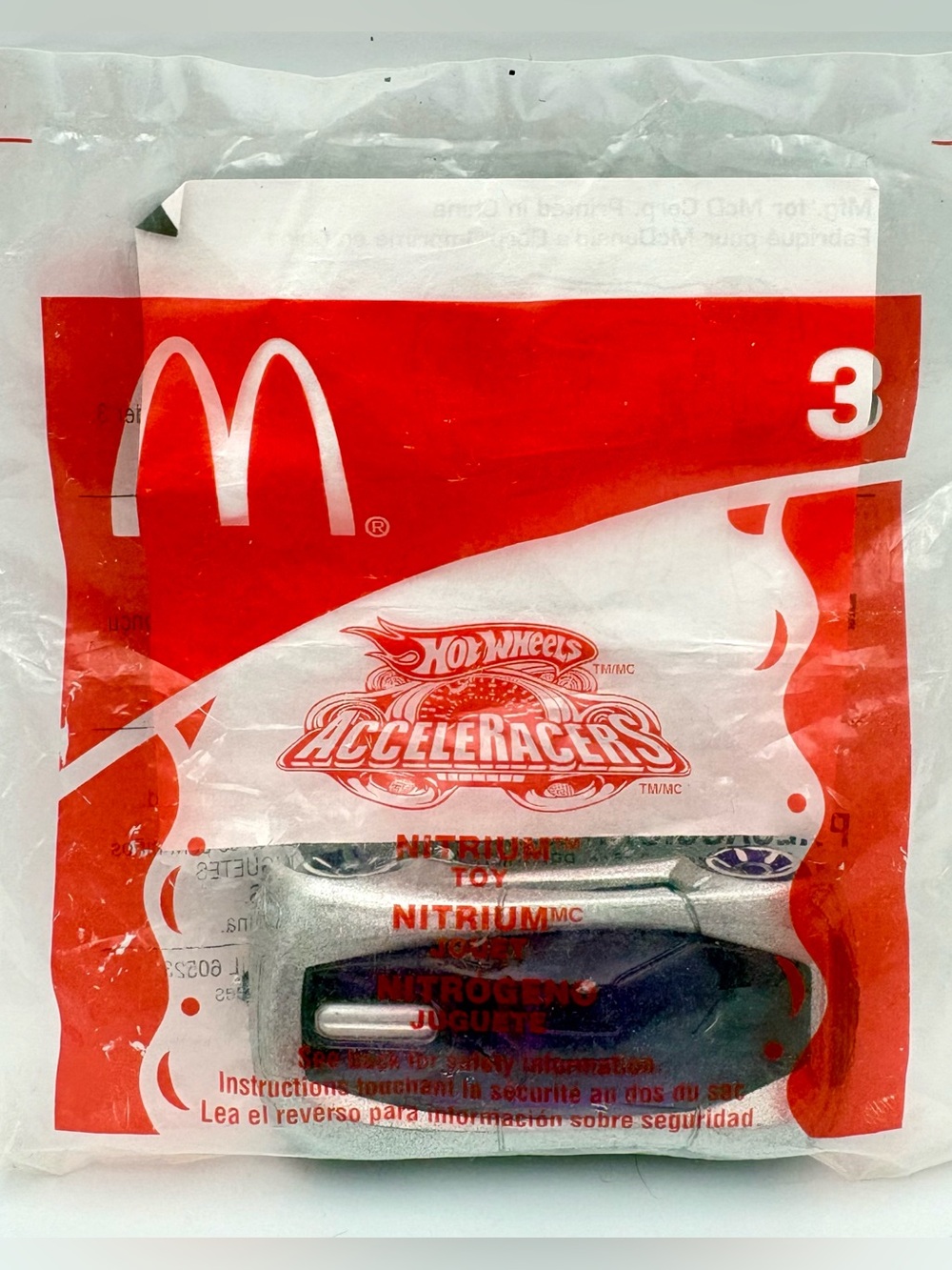 McDonald’s 2005 Hot Wheels Acceleracers Nitrium #3 DieCast Mattel Race Car New